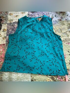 Notations Teal Leaf-Print Sleeveless Camisole